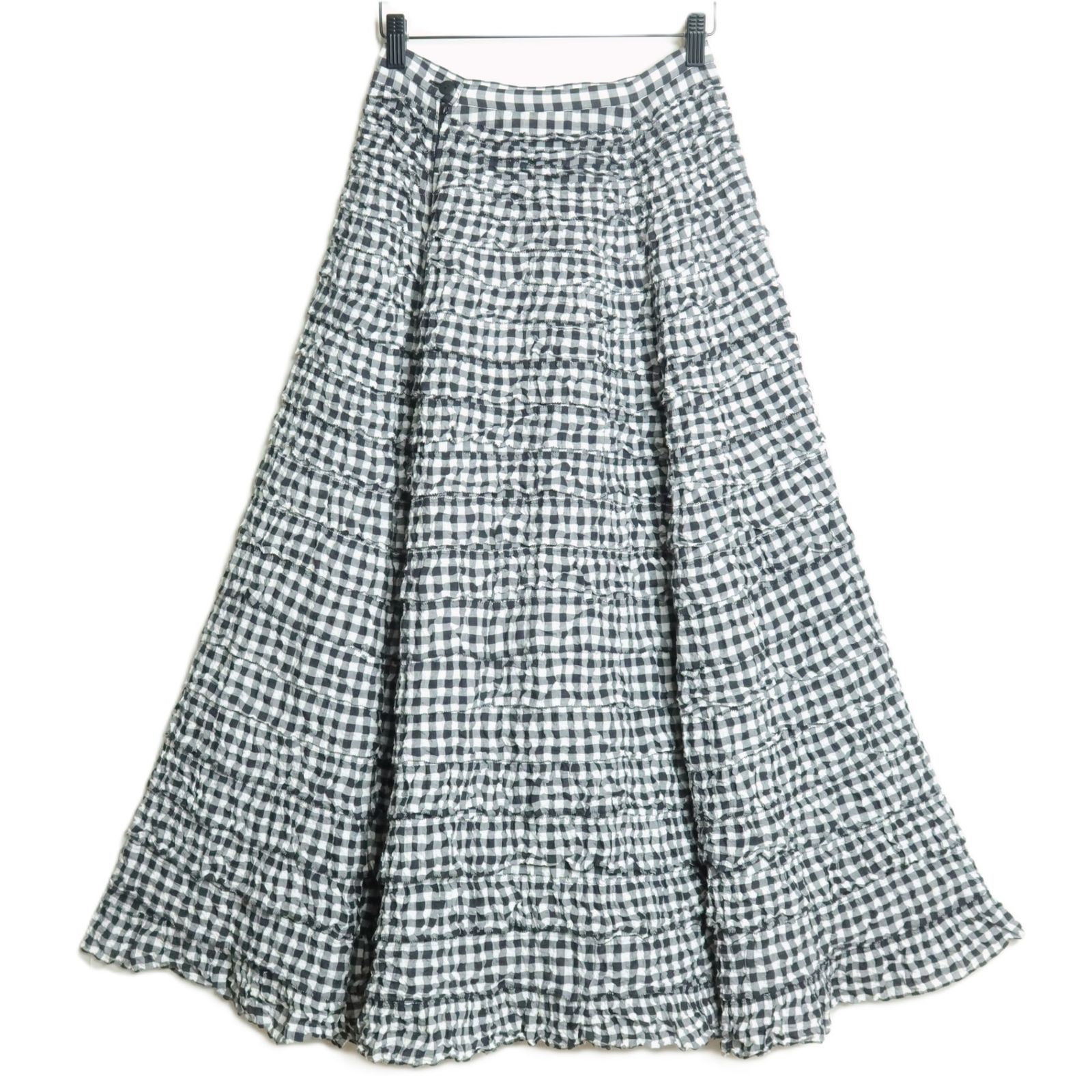 極美品】カネコイサオ☆総段々フリル♪マキシ丈フレアスカート 黒系