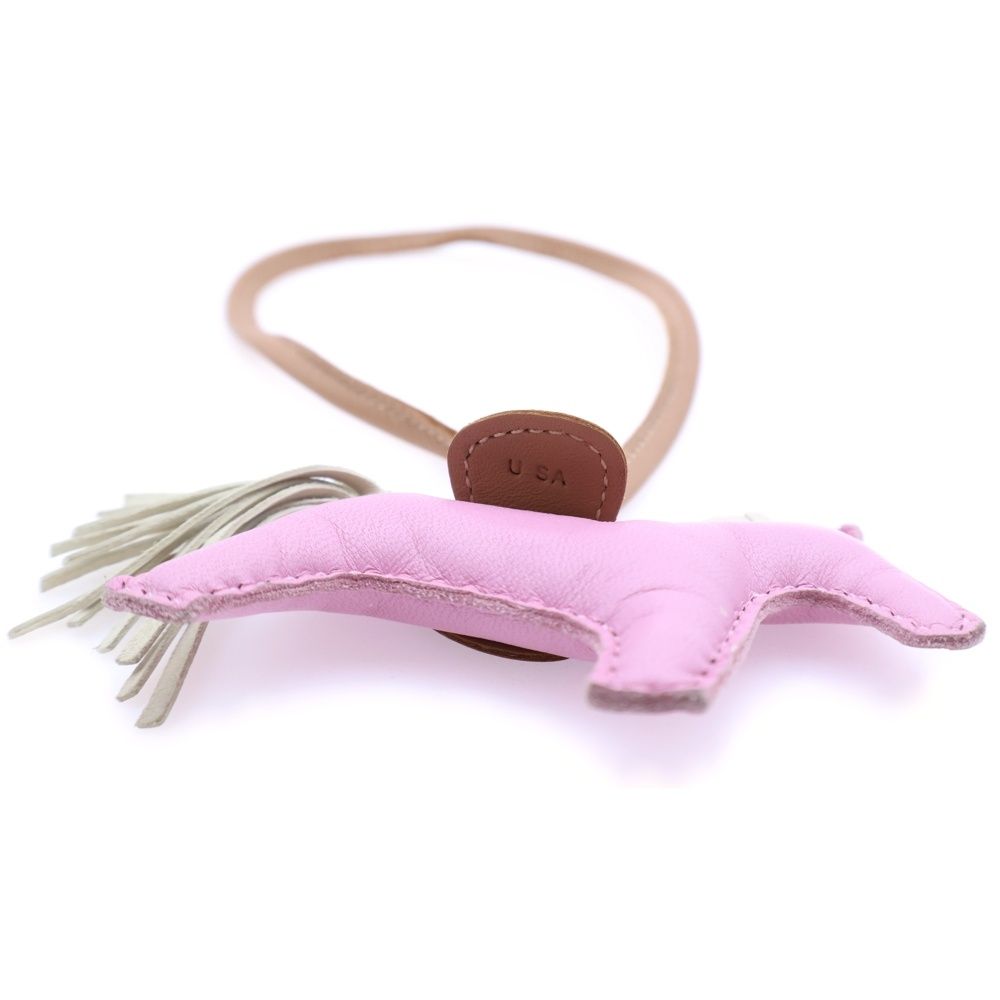 HERMES (エルメス) ロデオチャームPM レザーキーホルダー ピンク