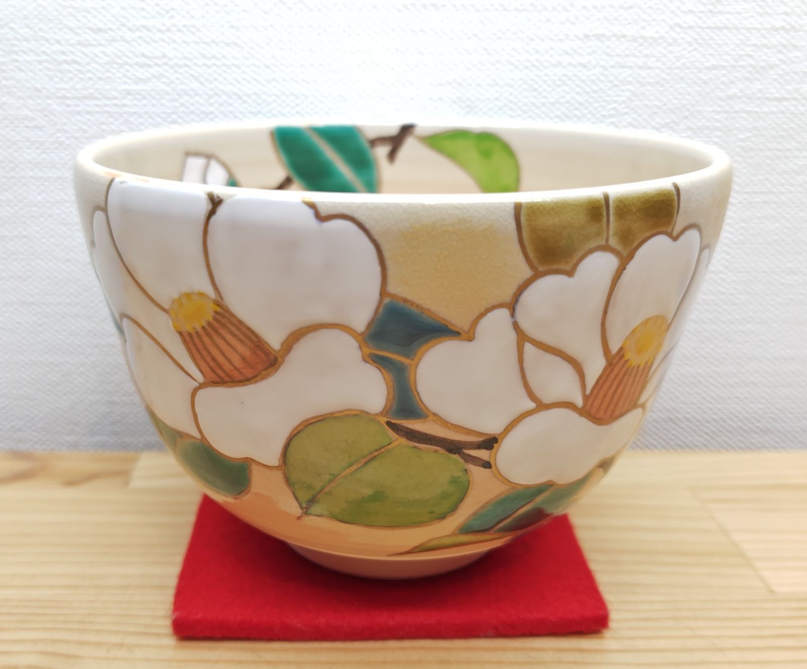 逢絢亭・新品】茶道具 茶碗 京焼 御本 白玉椿の絵 水出宋絢 紙箱入り