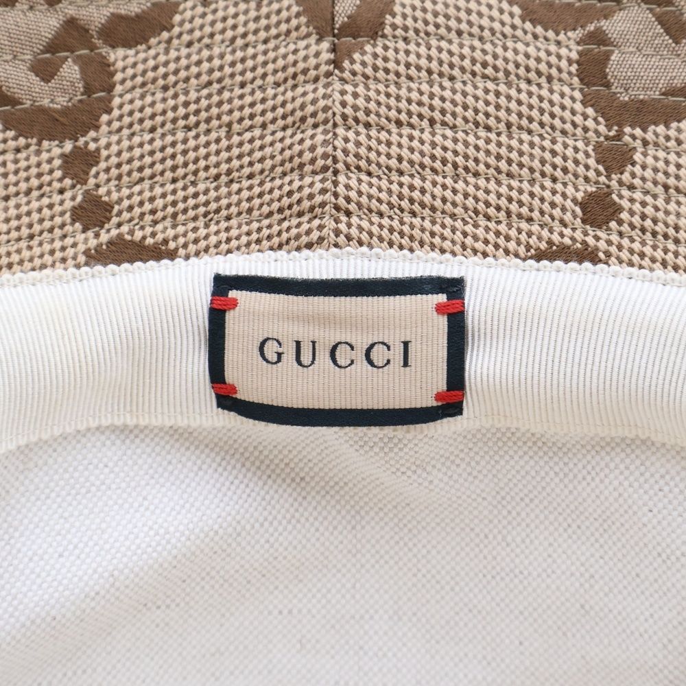 GUCCI (グッチ) ジャンボGGキャンバス バケットハット 帽子 ベージュ