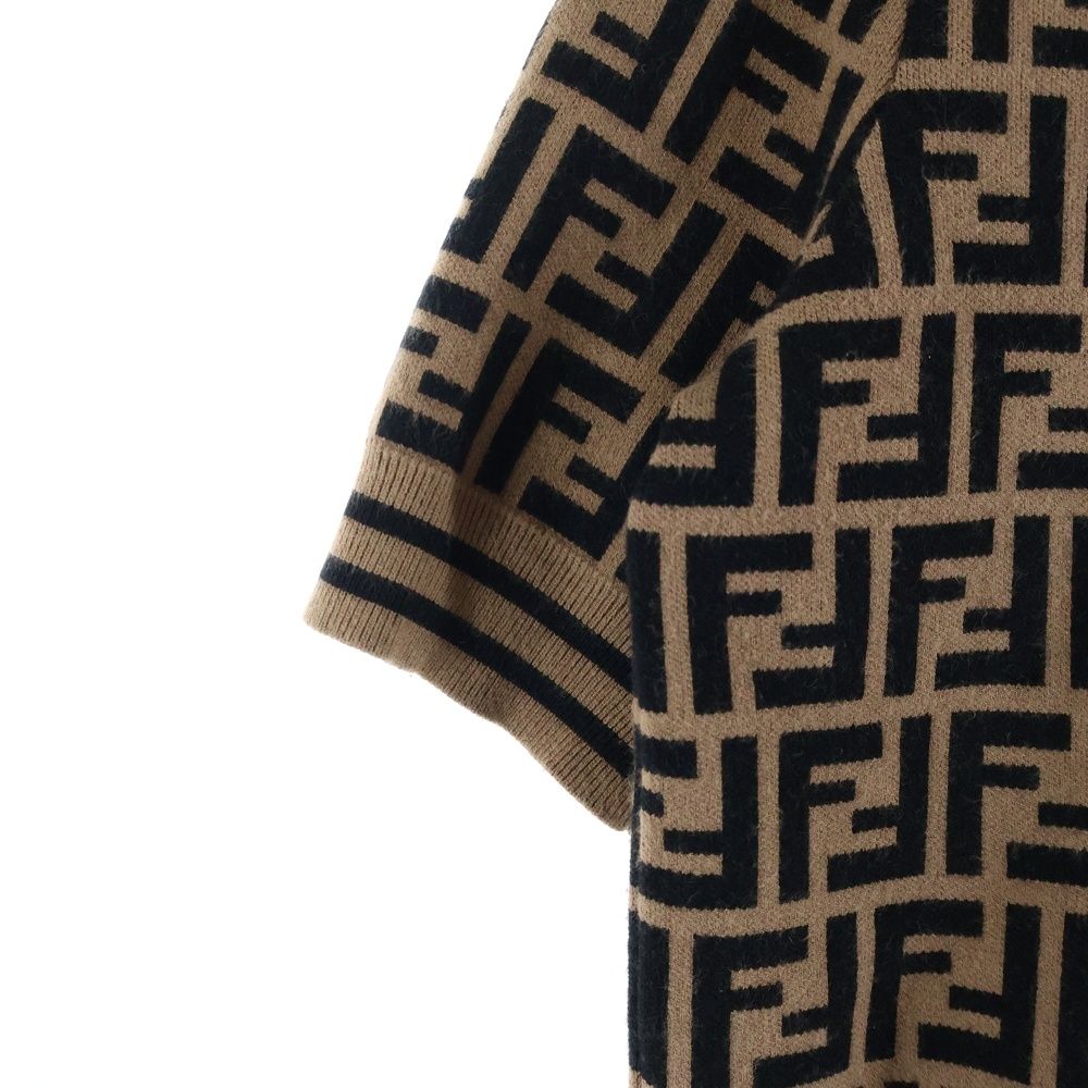 FENDI フェンディ ズッカ柄 半袖ニット ブラウン 中古・古着通販】FENDI (フェンディ) ズッカ柄半袖ニット ブラウン