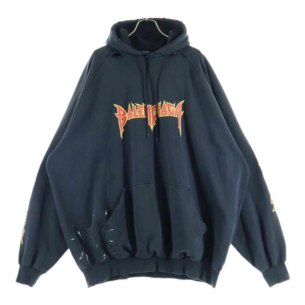 新品 BALENCIAGA ペイントメタルロゴジップパーカー　パーカー BALENCIAGA バレンシアガ 22SS Metal Hoodie Logo メタルロゴ ペイント