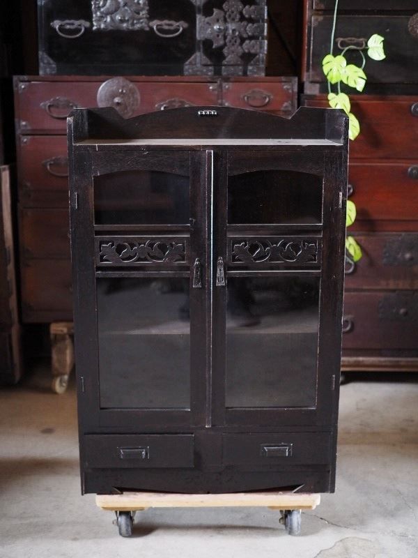 古いキャビネット 昭和初期のガラスキャビネット 古録展 送料無料 中古 品番S10847