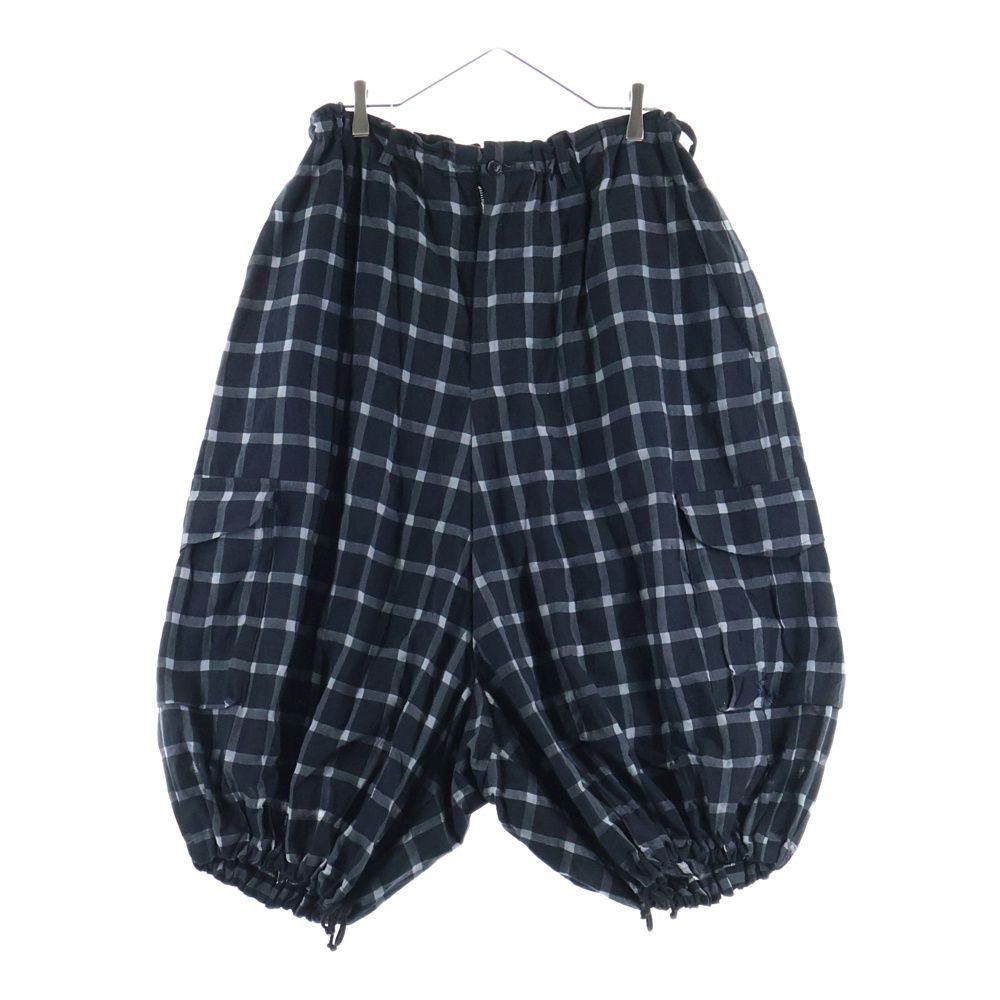 Y's (ワイズ) COTTON CUPRO PLAID PANTS コットンキュプラ チェック柄 サルエルパンツ ブラック レディース YD-P27-021