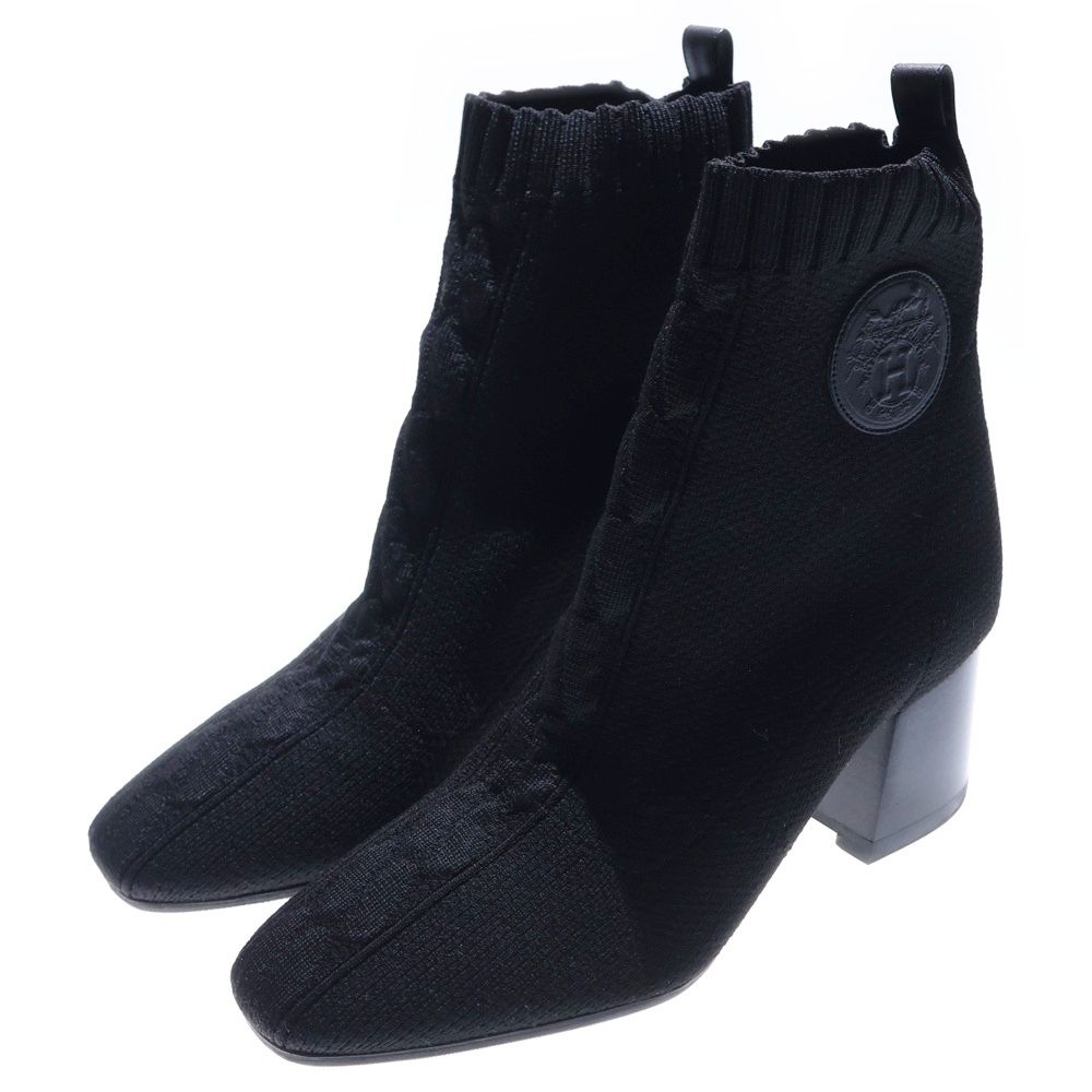 HERMES ブラック ヴォルヴェール ニットショートブーツ 39サイズ HERMES (エルメス) ヴォルヴェール ニット ショートブーツ ブラック