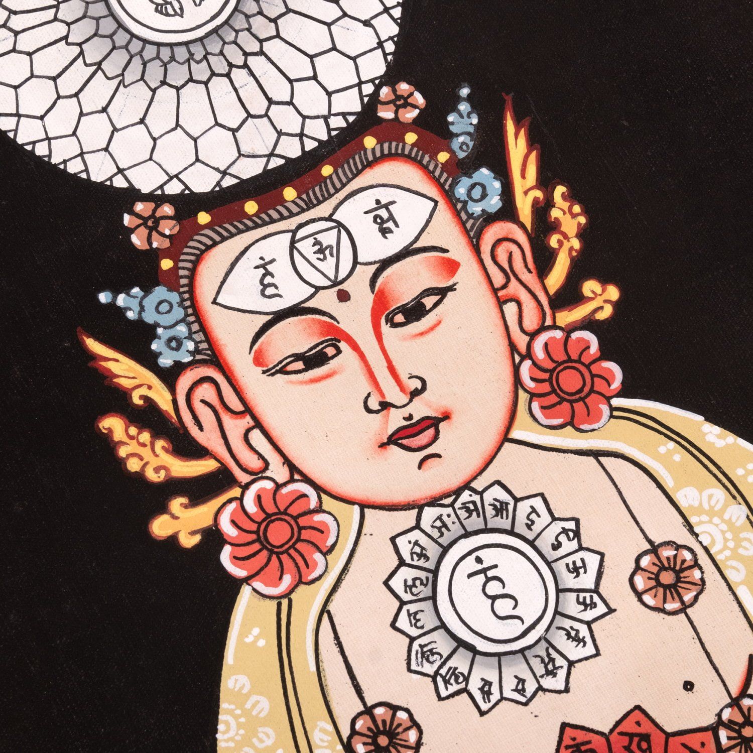 一点物〕タンカ - チャクラ人体曼荼羅・エネルギー体図[52cm x 20cm