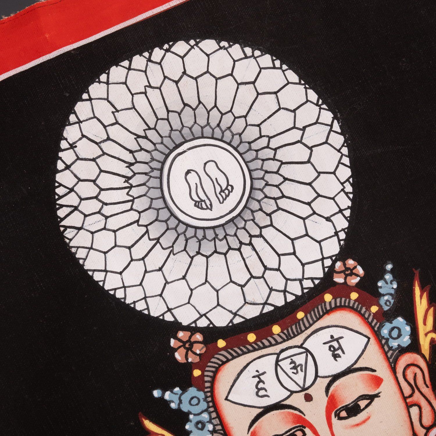 一点物〕タンカ - チャクラ人体曼荼羅・エネルギー体図[52cm x 20cm