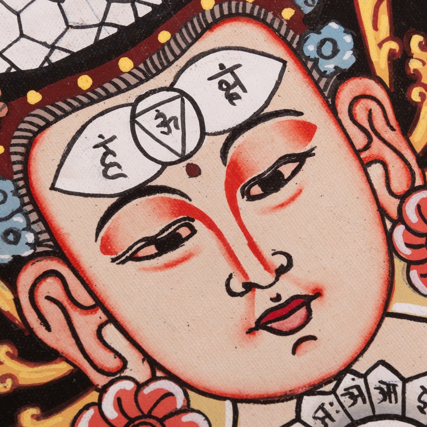 一点物〕タンカ - チャクラ人体曼荼羅・エネルギー体図[52cm x 20cm