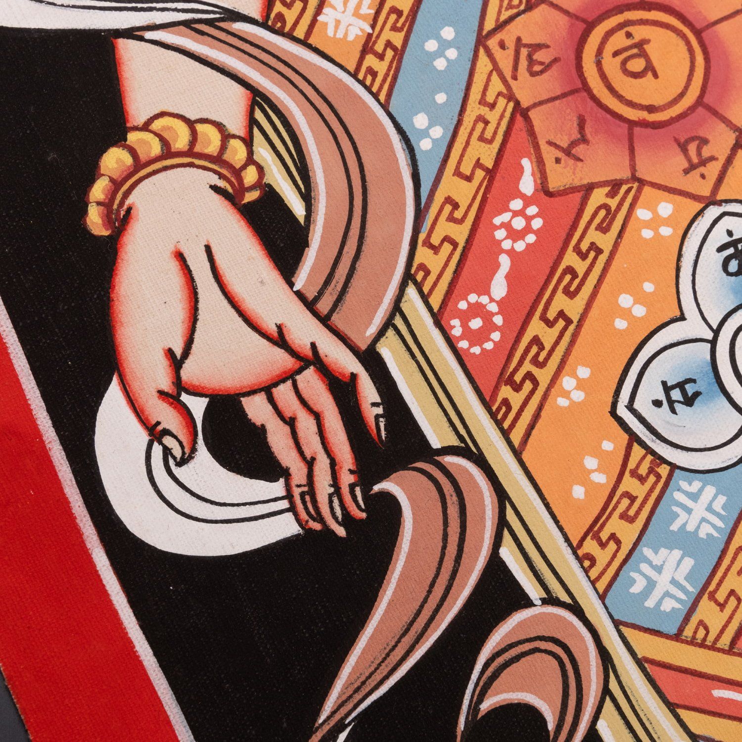 一点物〕タンカ - チャクラ人体曼荼羅・エネルギー体図[52cm x 20cm