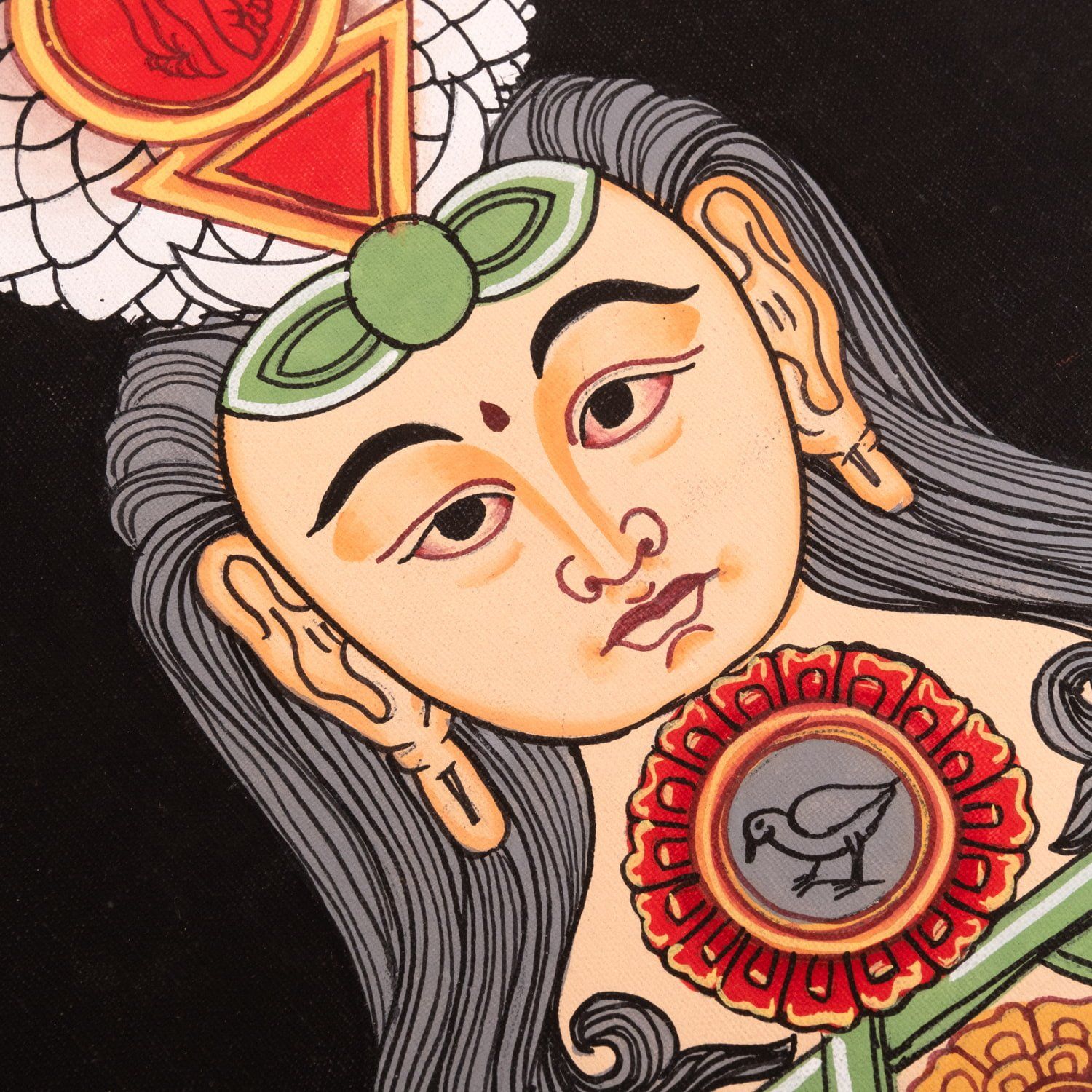 一点物〕タンカ - チャクラ人体曼荼羅・エネルギー体図[52cm x 20cm