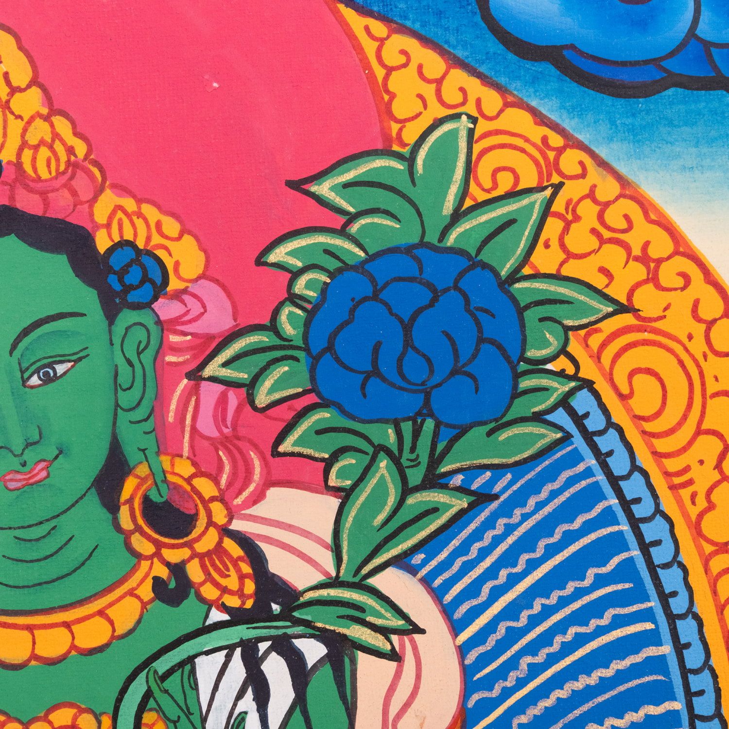 習作〕タンカ - グリーンターラ[40cm x 30cm] / 習作 グリーンターラ