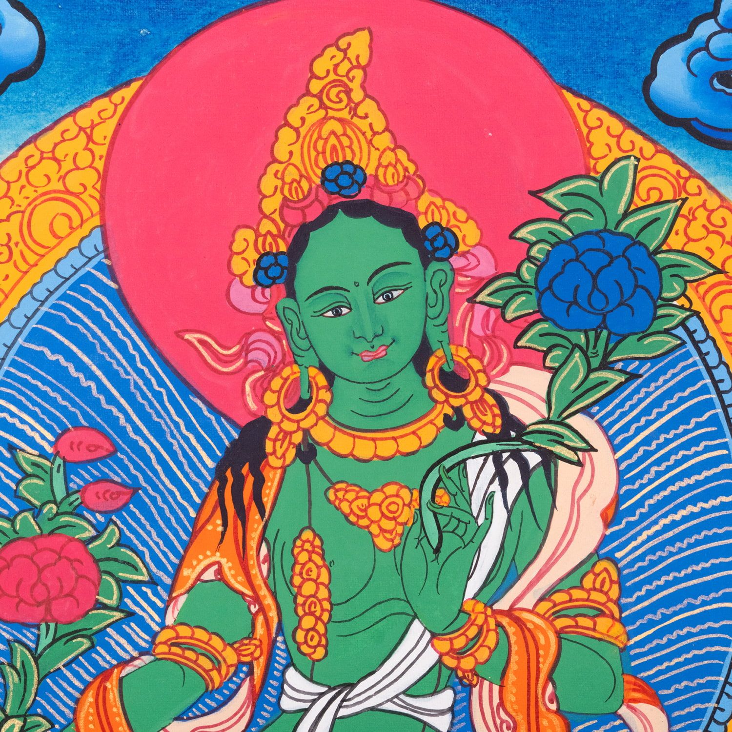 習作〕タンカ - グリーンターラ[40cm x 30cm] / 習作 グリーンターラ