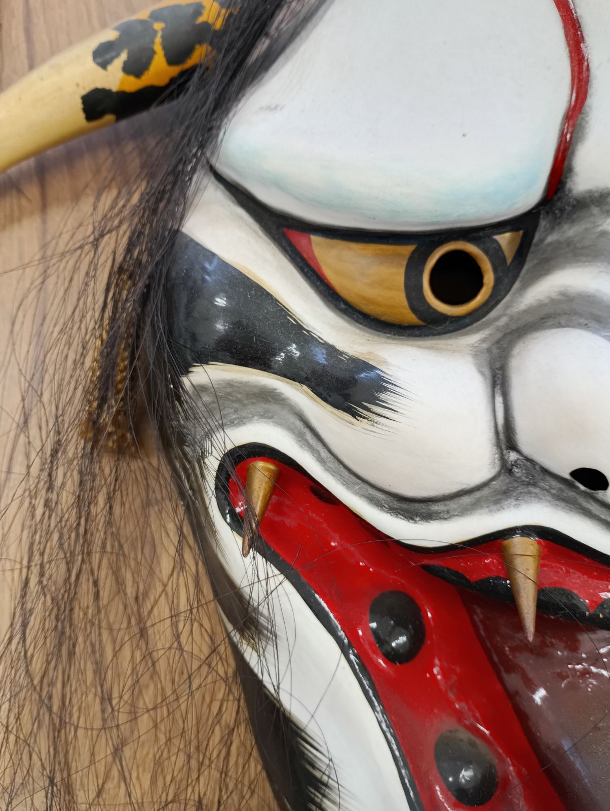 A21-12 神楽面（顔サイズ40㎝） お面 角付き 広島神楽 - メルカリ