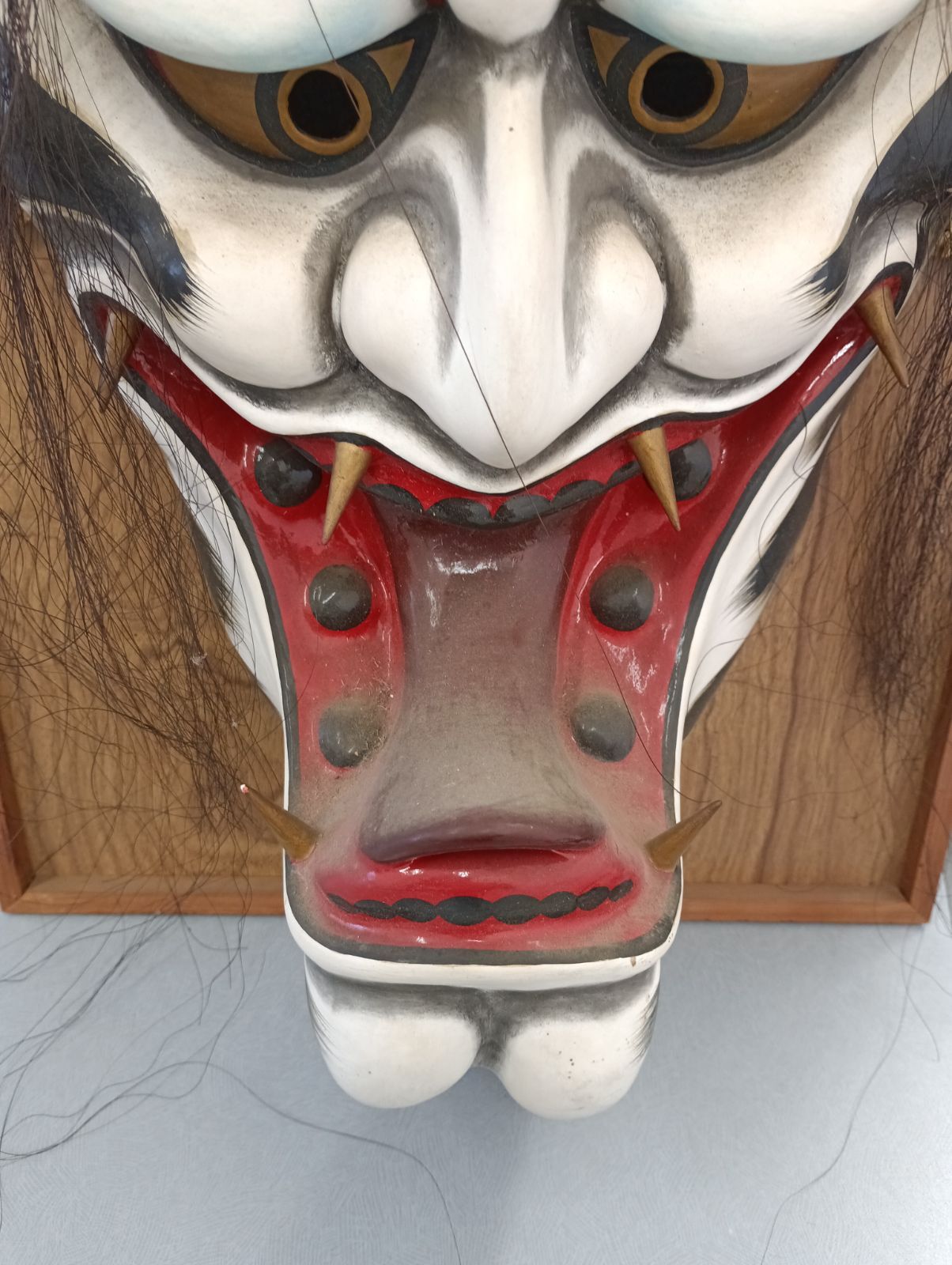 A21-12 神楽面（顔サイズ40㎝） お面 角付き 広島神楽 - メルカリ