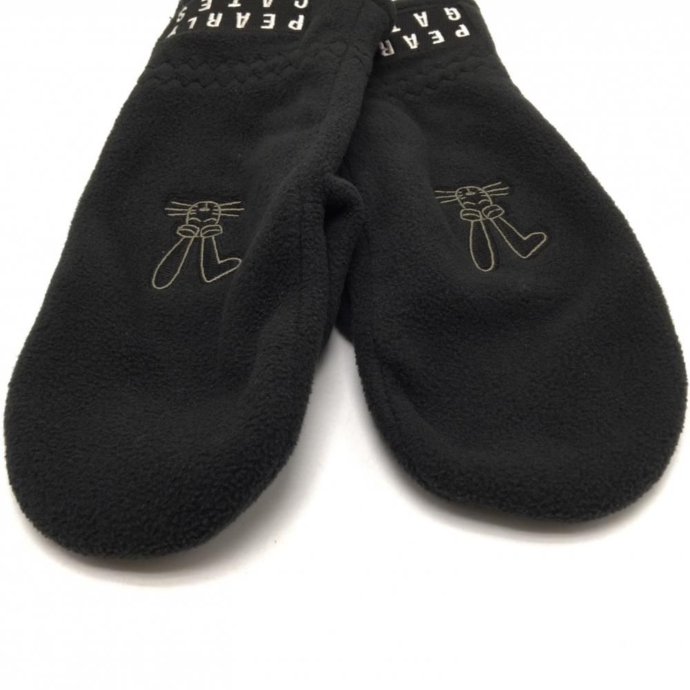 超美品】パーリーゲイツ 手袋 黒×白 ラビット ミトングローブ フリース