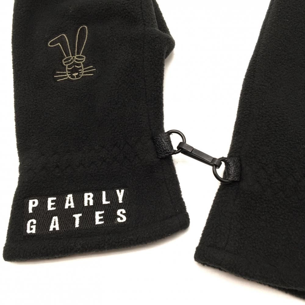 超美品】パーリーゲイツ 手袋 黒×白 ラビット ミトングローブ フリース