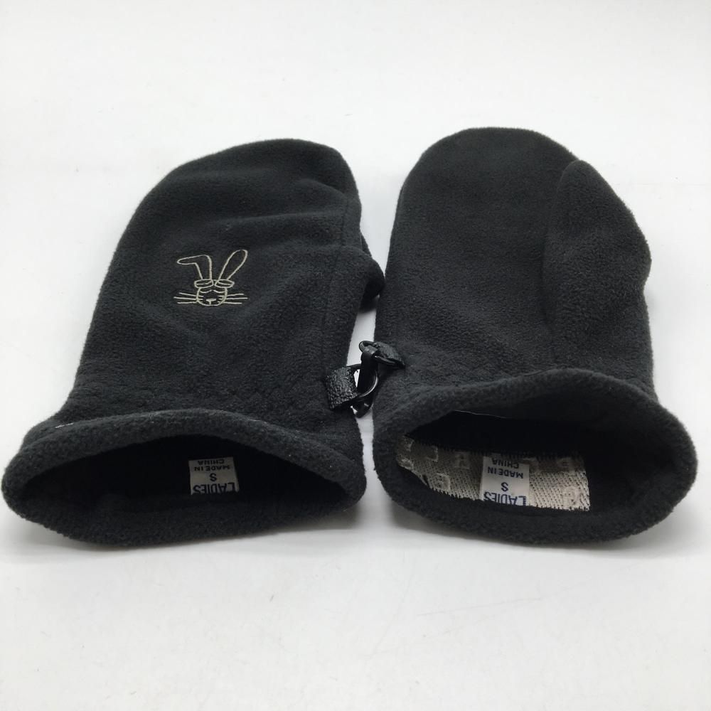 超美品】パーリーゲイツ 手袋 黒×白 ラビット ミトングローブ フリース