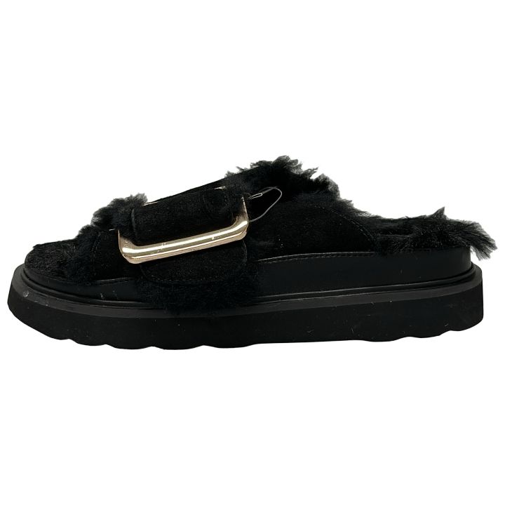 新品未使用品　MOHI ファー付きサンダル ブラック 38 MOHI サンダル 「MOHI／モヒ」 ファーサンダル レディース : ZOZOTOWN