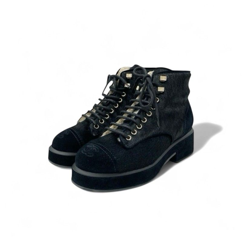 シャネル CHANEL ブーツ ショートブーツ 靴 シューズ ハラコ スエード