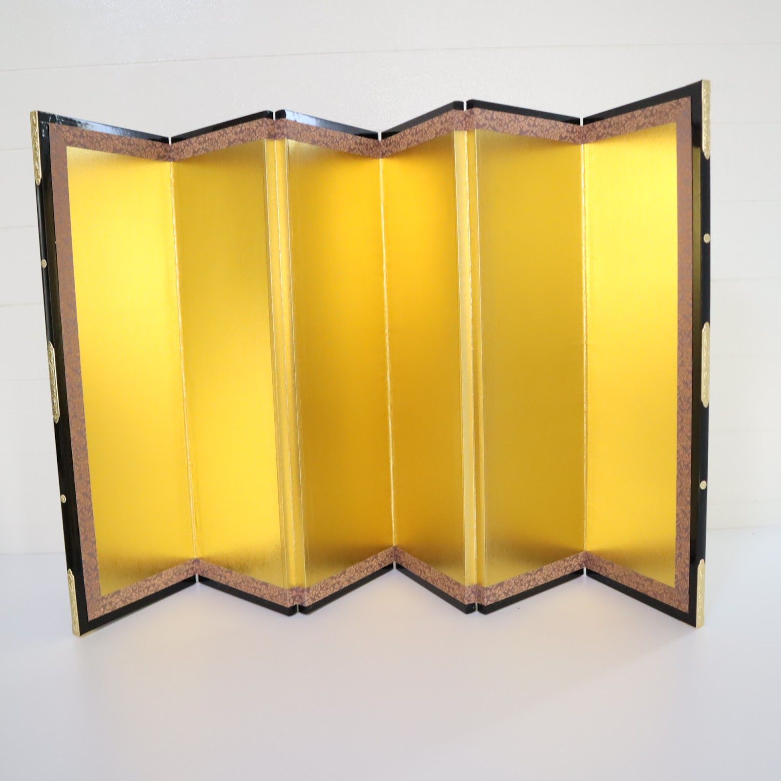 金屏風 雛道具 飾 屏風 中古 雛屏風 六曲 金屏風 No.13 新金絹目 金紙 ひな道具 飾り屏風 雛人形 五