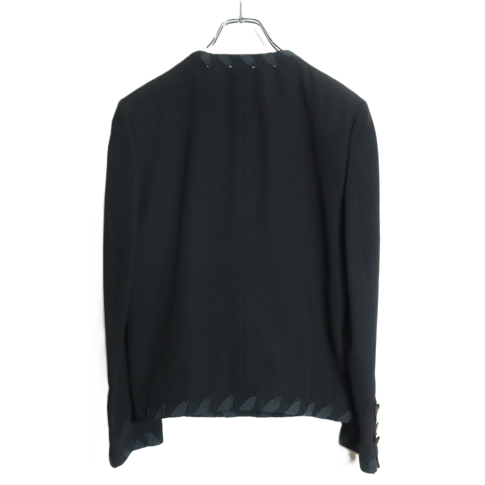 美品】インゲボルグ☆上下セット♪リボン付ジャケット&スカート 黒系