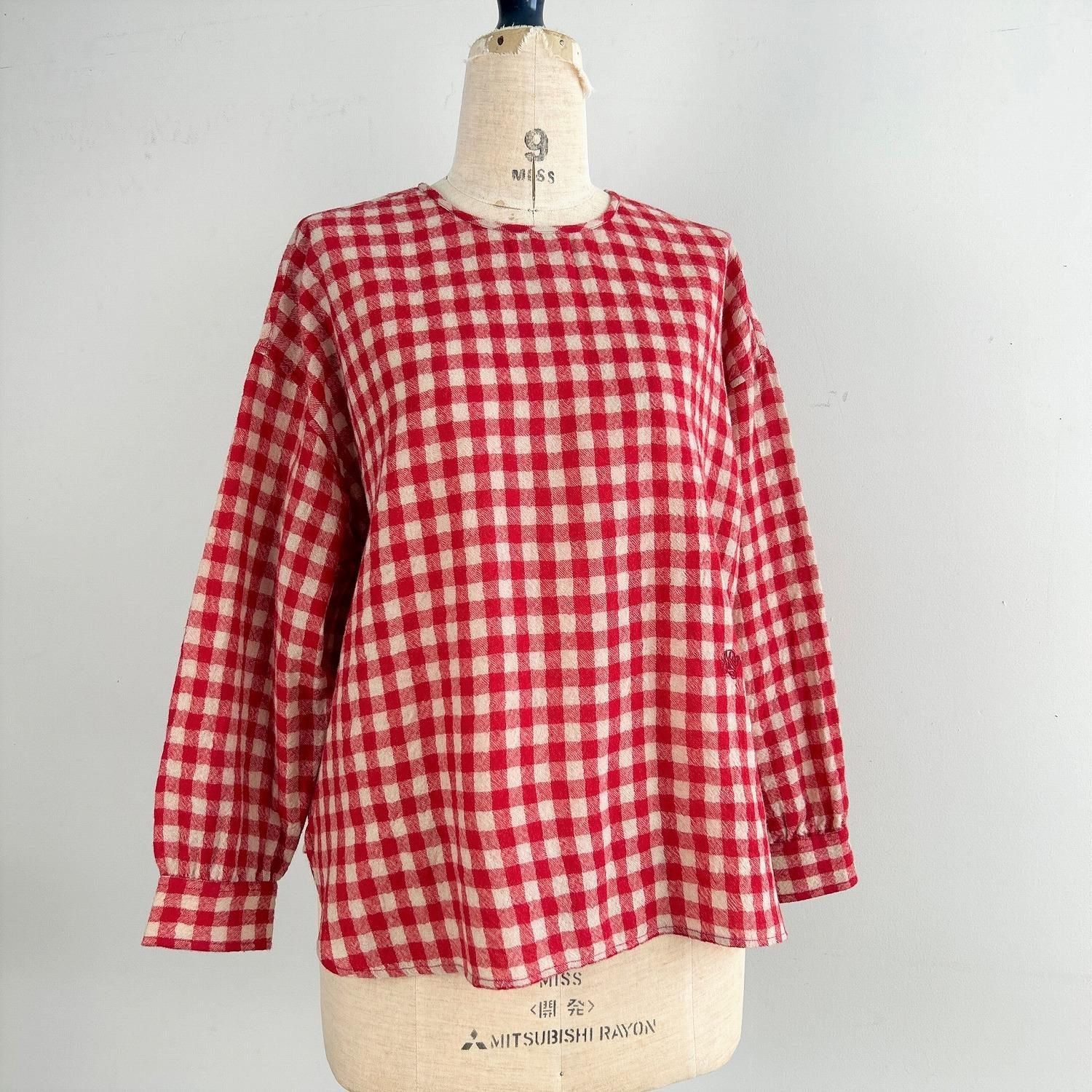 小売業者 maison de soil ギンガムチェッククルーネックプルオーバー