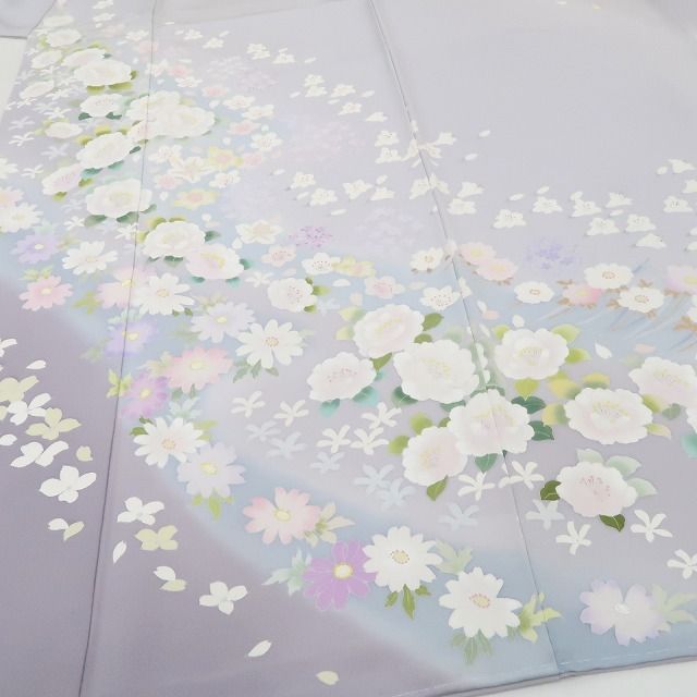 新品 手描き友禅 宮崎玄祥 落款 着物 正絹 仕付け糸付 訪問着 5237 ❁tomihisa❁新品 手描き友禅 宮崎玄祥 落款 着物“染め花に心映して