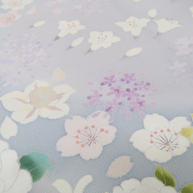 新品 手描き友禅 宮崎玄祥 落款 着物 正絹 仕付け糸付 訪問着 5237 ❁tomihisa❁新品 手描き友禅 宮崎玄祥 落款 着物“染め花に心映して