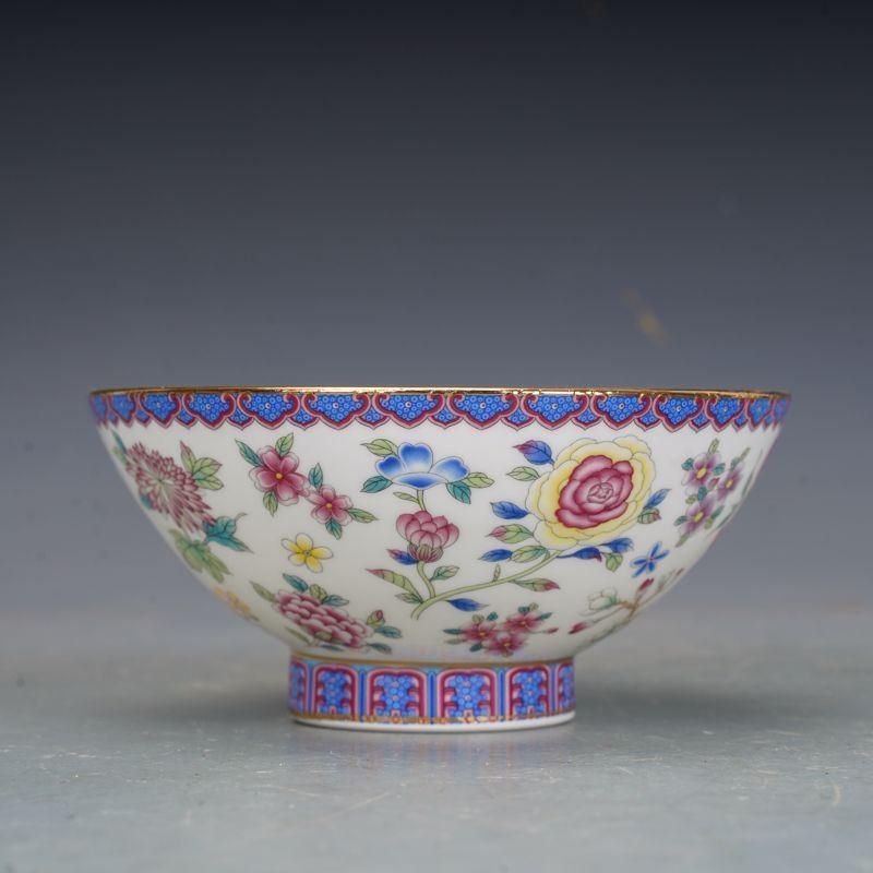清乾隆磁器琺瑯彩花碗 景徳鎮 陶磁器 装飾品 現代工芸品 美術品 置物