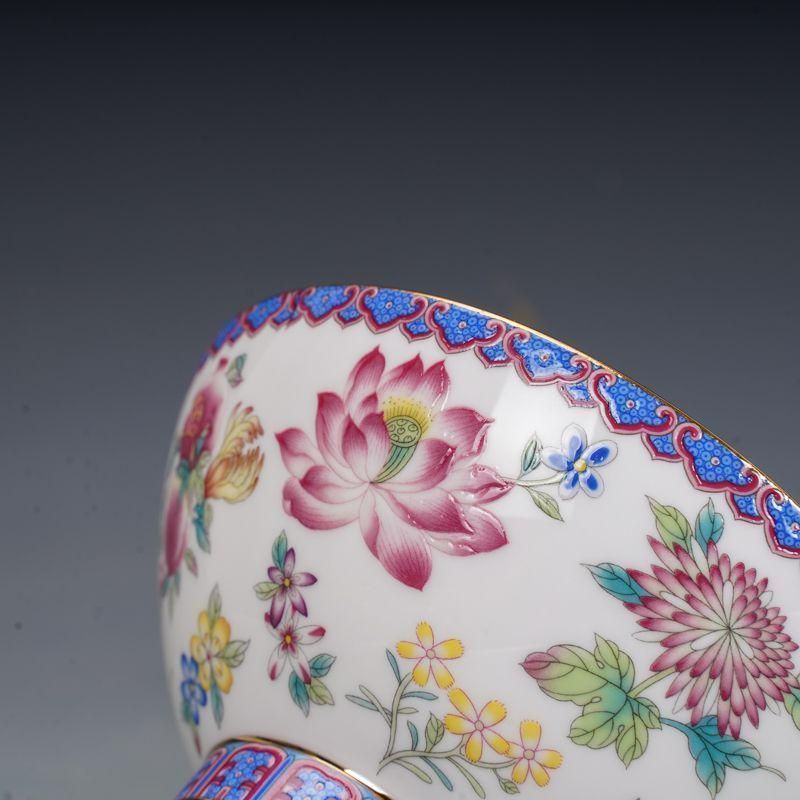 清乾隆磁器琺瑯彩花碗 景徳鎮 陶磁器 装飾品 現代工芸品 美術品 置物
