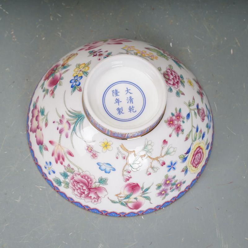 清乾隆磁器琺瑯彩花碗 景徳鎮 陶磁器 装飾品 現代工芸品 美術品 置物