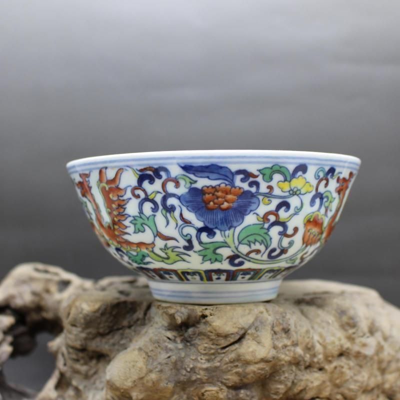 清雍正青花斗彩龍鳳図磁器皿  景徳鎮 陶磁器 装飾品 現代工芸品 美術品 置物 雍正青花斗彩着花鳳紋碗 景徳鎮 陶磁器 装飾品 現代工芸品 美術品 置物