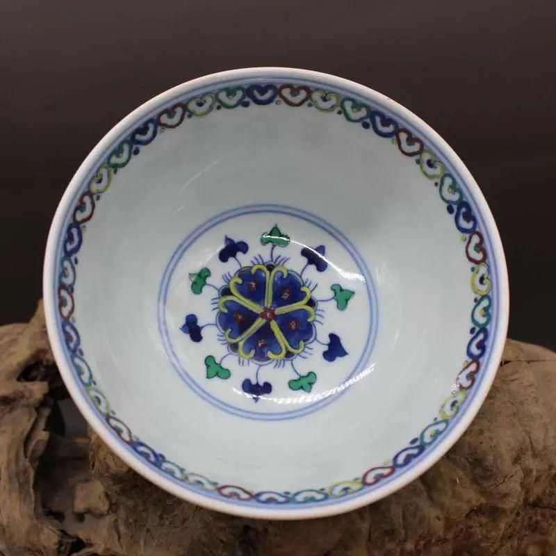 雍正青花斗彩着花鳳紋碗 景徳鎮 陶磁器 装飾品 現代工芸品 美術品 置物