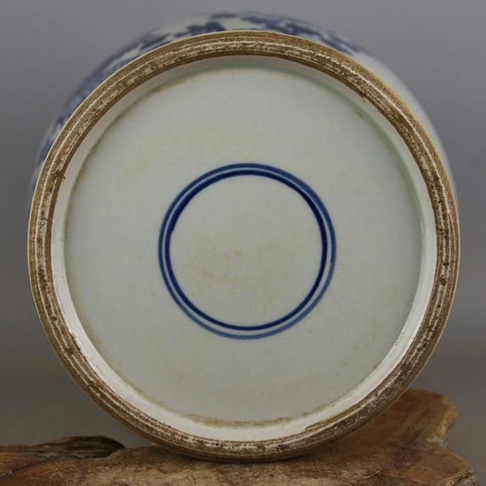 清康煕青花竜着牡丹紋将軍缶 景徳鎮 陶磁器 装飾品 現代工芸品 美術品