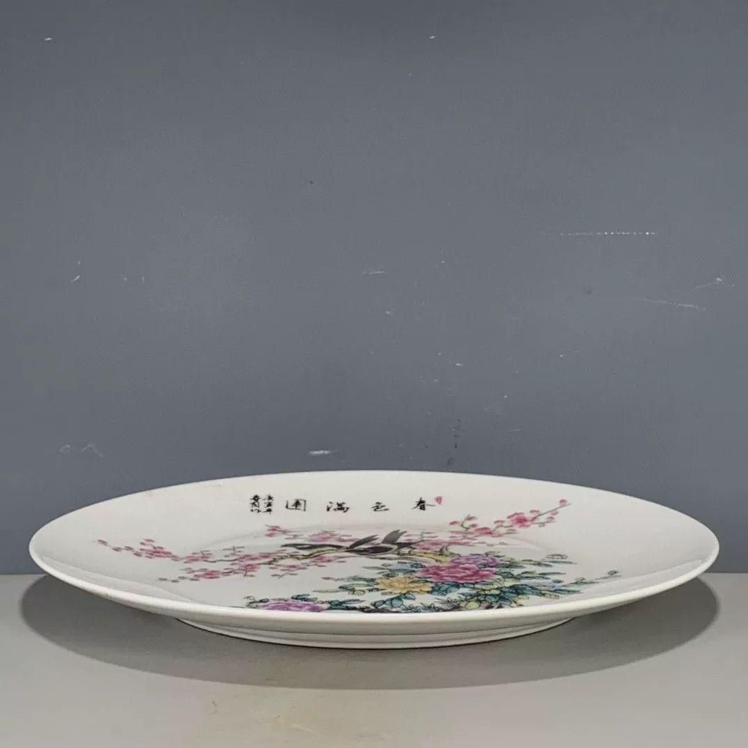 清乾隆粉彩春色満園図紋賞盤 景徳鎮 陶磁器 装飾品 現代工芸品 美術品