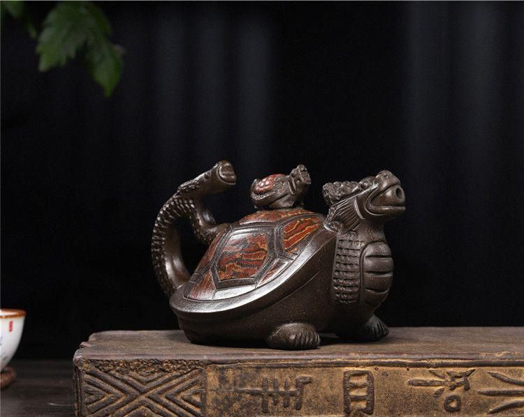 龍亀壺 紫泥急須・茶壺・茶道具置物・古置物 人気