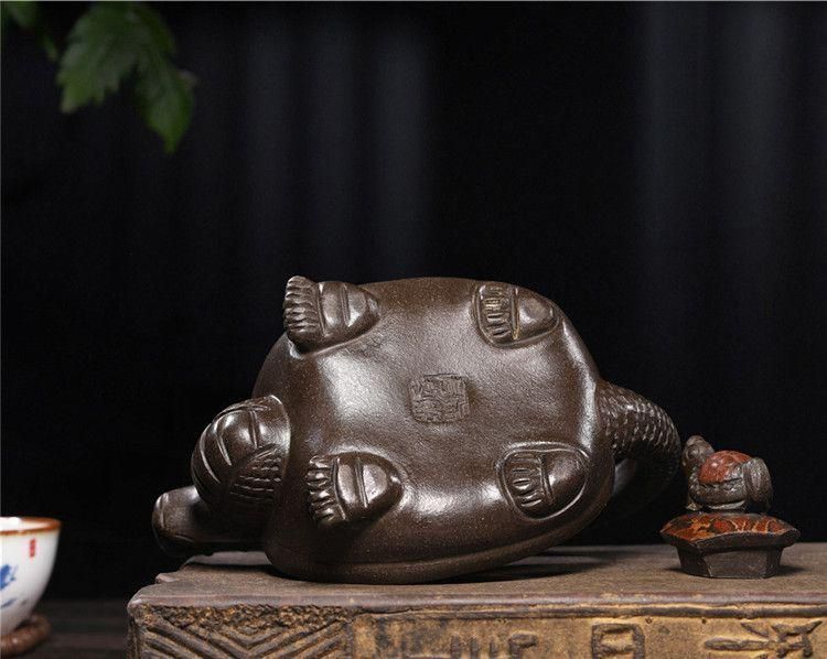 龍亀壺 紫泥急須・茶壺・茶道具置物・古置物 人気