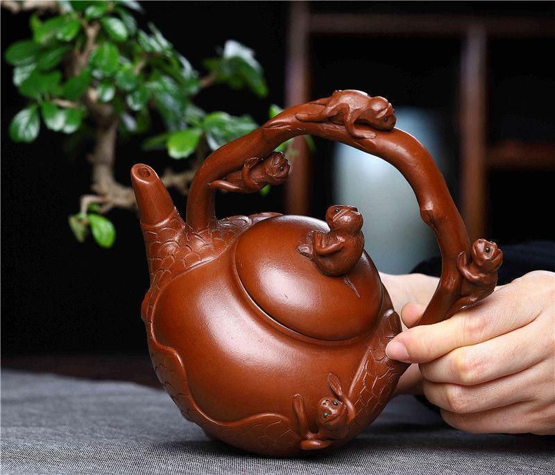 猿の壺紫砂壺 中国古美術 紫泥急須・茶壺・茶道具置物・古置物