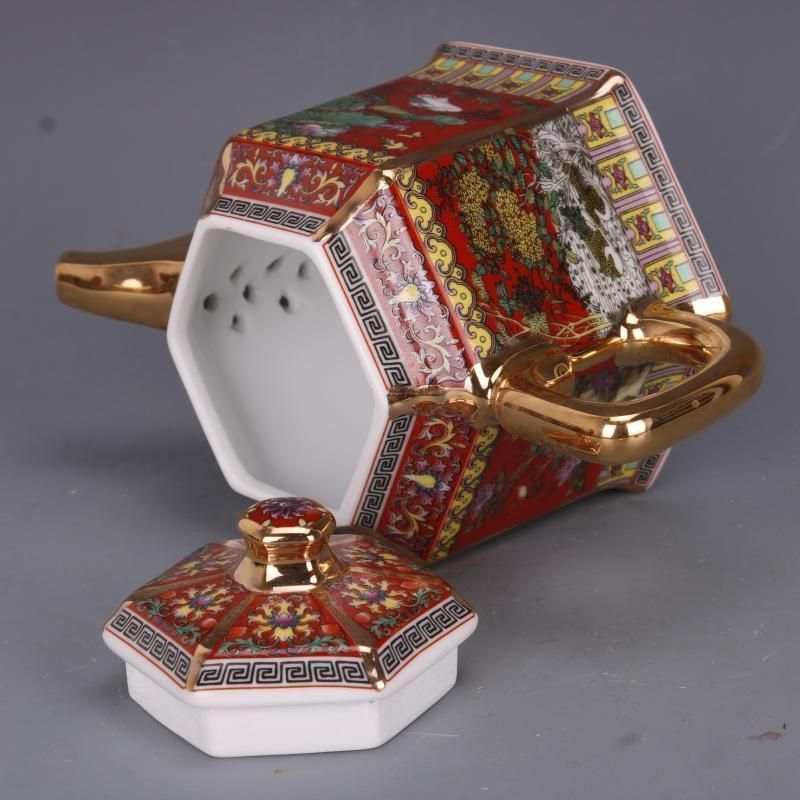 法郎彩描金花鳥茶壺 中国景徳鎮 茶器 茶壺 - メルカリ