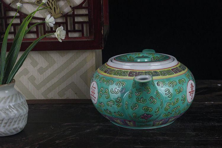 中国 景徳鎮 「萬壽無疆」蓋付き スープ鉢 シュガーポット 大鉢 茶釜