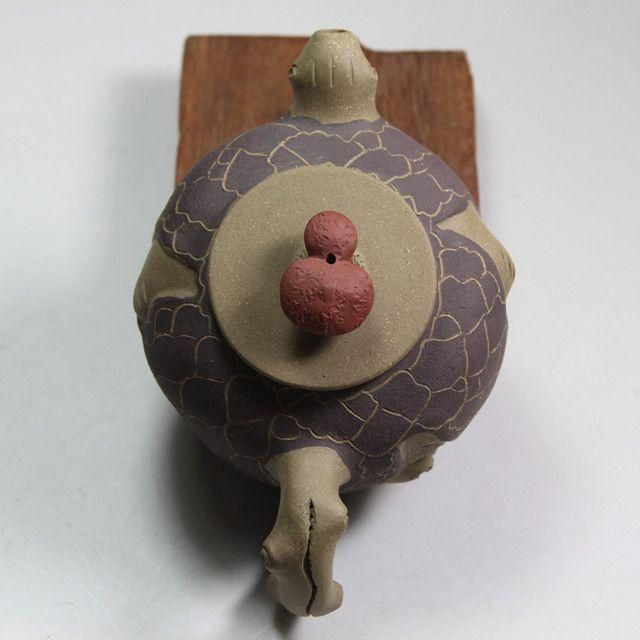 2色の霊芝を春に供紫砂壺 中国宜興 紫泥急須・