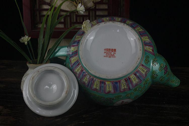 中国 景徳鎮 「萬壽無疆」蓋付き スープ鉢 シュガーポット 大鉢 茶釜