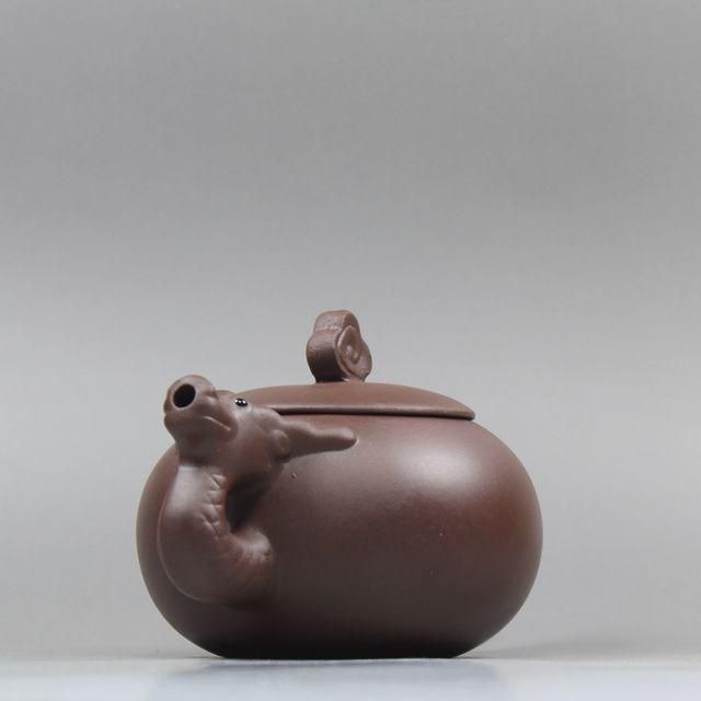 龍亀壺 紫泥急須・茶壺・茶道具置物・古置物 龍亀壺 紫泥急須・茶壺・茶道具置物・古置物 極上紫砂紅皮龍