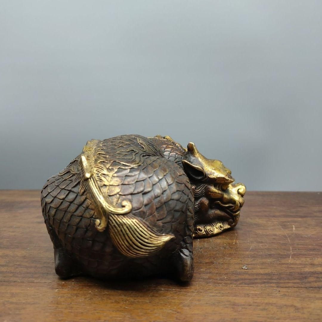 銅器 ヘチ 麒麟 文鎮 文房具 書房 酒?笥 装飾品 工芸品 置物 - メルカリ