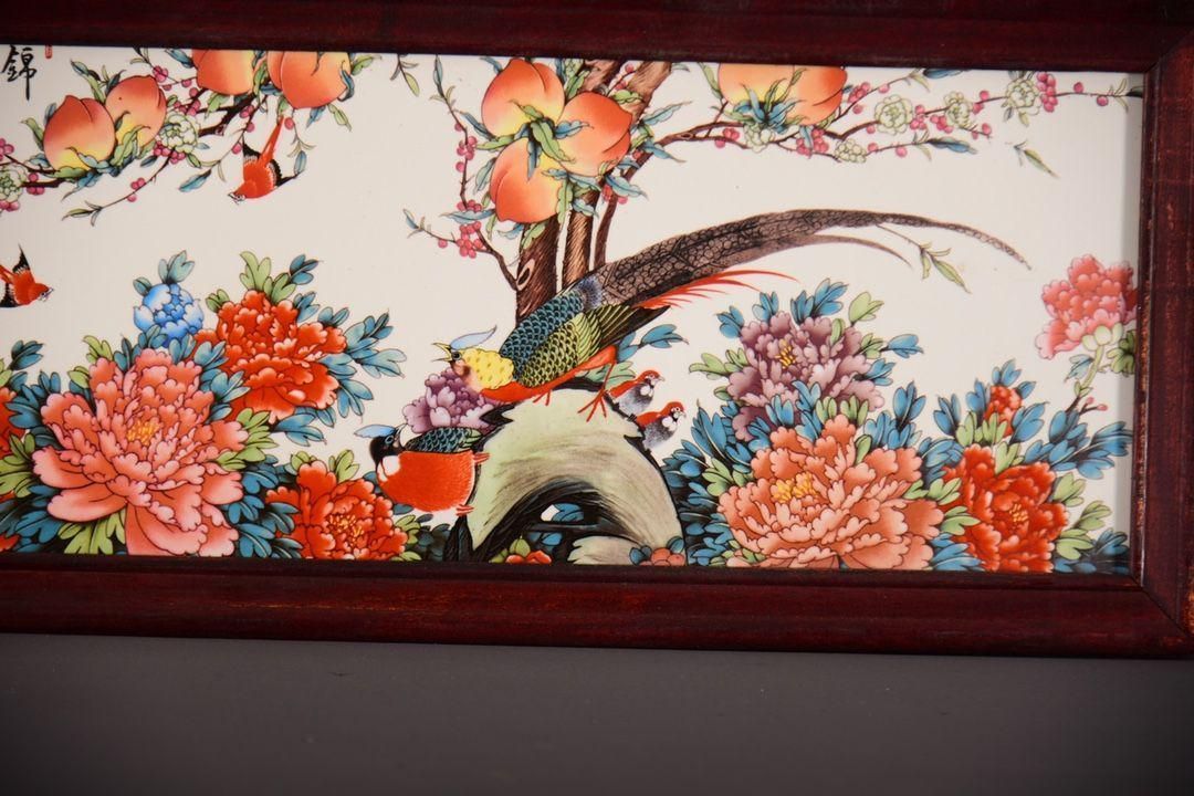 景徳鎮陶板画 錦堂富貴 客間 玄関 茶室 書斎 事務室 装飾画 掛物 工芸品置物 景徳鎮陶板画 錦堂富貴 客間 玄関 茶室 書斎 事務室 装飾画 掛物 工芸