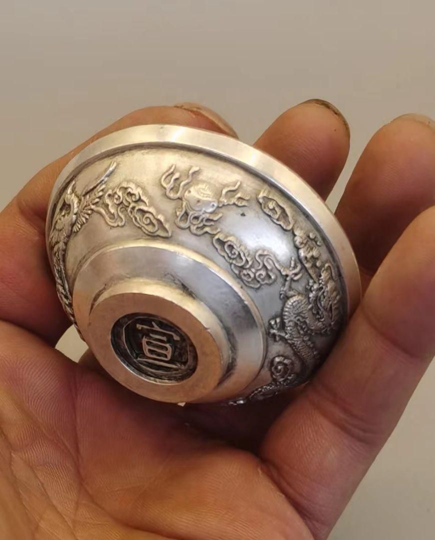 銅碗 茶碗 宣字碗 龍鳳戯珠酒碗 装飾品 現代工芸品 置物 - メルカリ