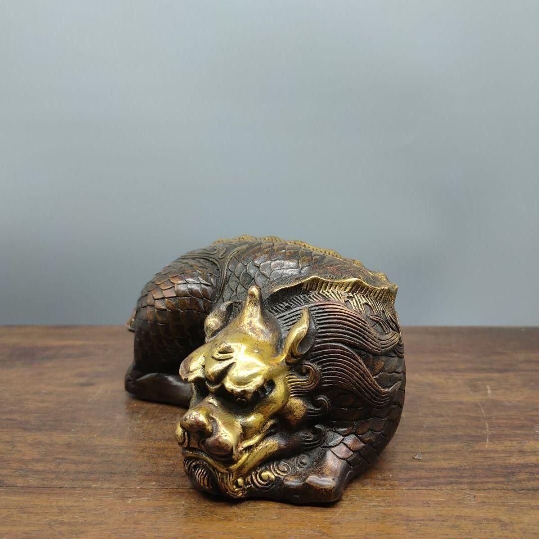 銅器 ヘチ 麒麟 文鎮 文房具 書房 酒?笥 装飾品 工芸品 置物 - メルカリ