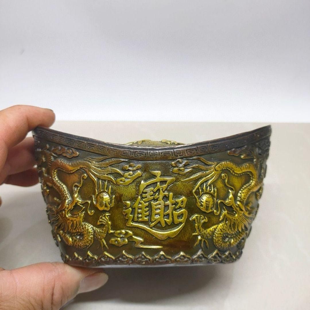 銅制 五路財神元宝 聚宝盆 招財進宝 応接間 博古架 小売 装飾品 現代
