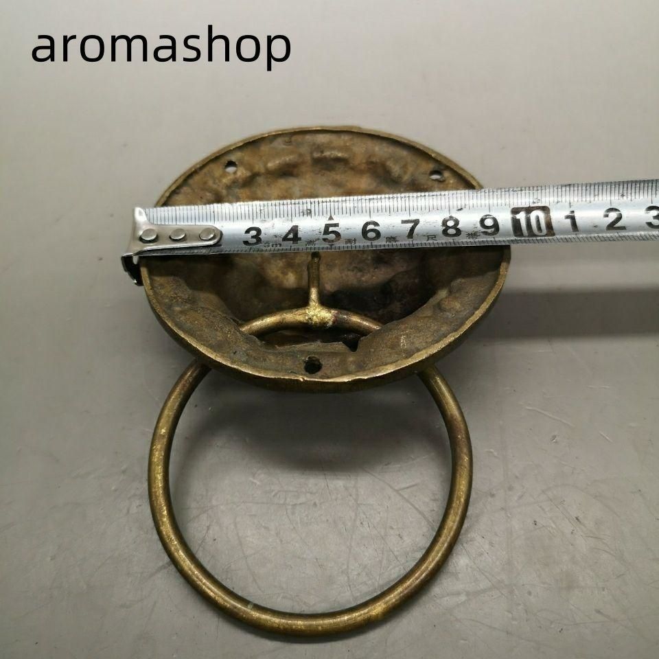 銅器 獣頭門環 獅子頭大門ノブ木戸門引環一対 装飾品 工芸品 置物