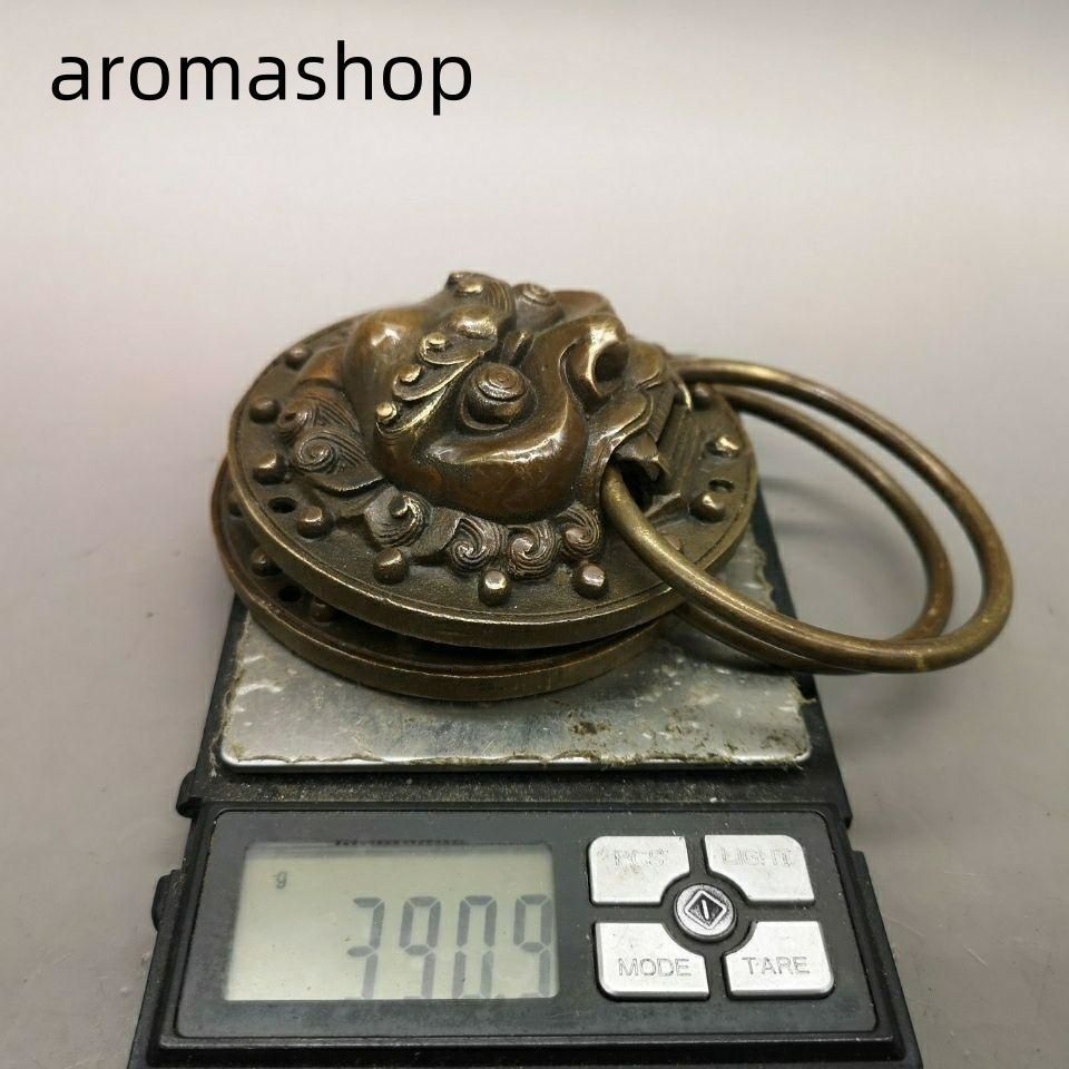 銅器 獣頭門環 獅子頭大門ノブ木戸門引環一対 装飾品 工芸品 置物